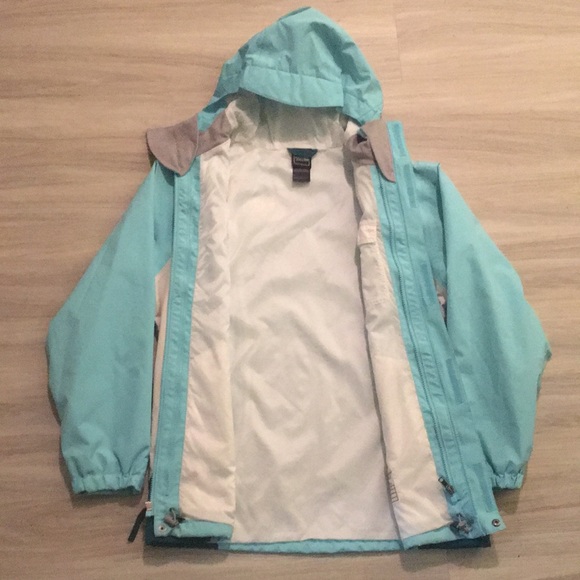 Girls The North Face Rain Hoodie Jacket XL 18 Blue - Picture 3 of 5